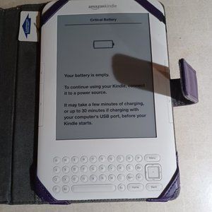Amazon Kindle 3rd Generation w/keyboard in White - Purple M-Edge Leather Case